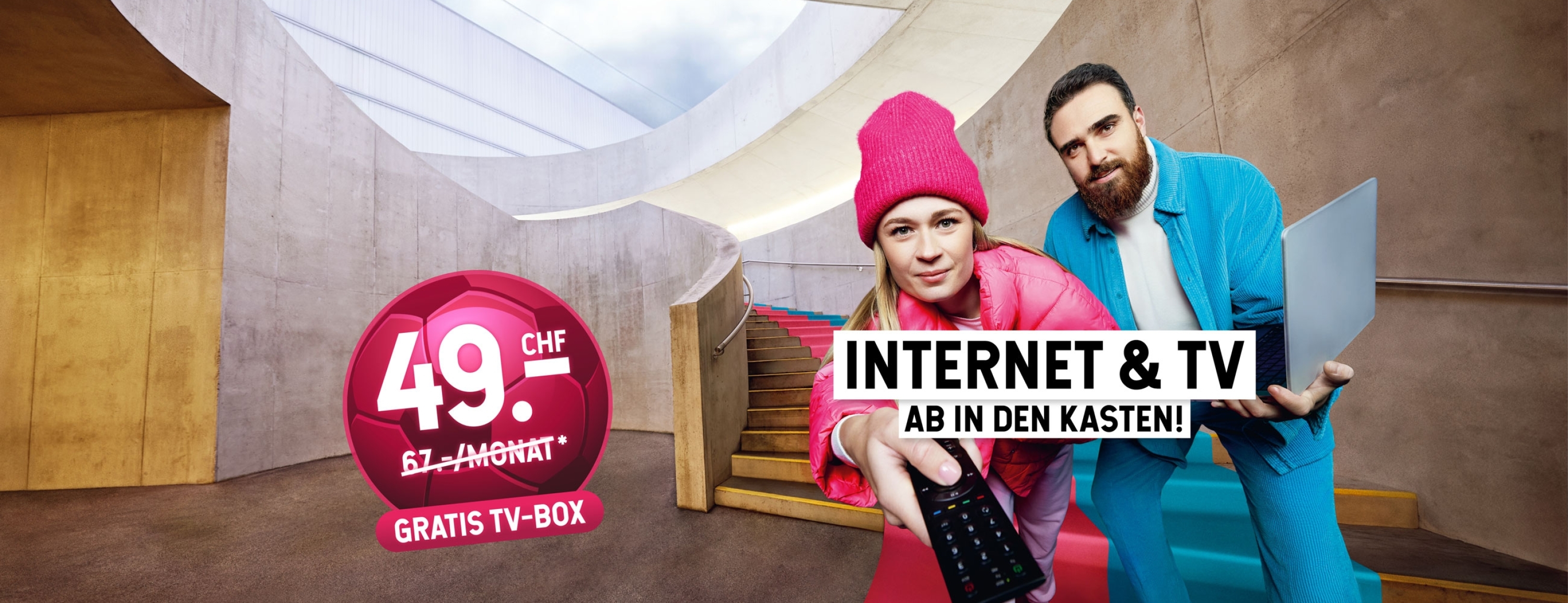 Internet & TV ab in den Kasten ! CHF 49.-/Monat - Gratis TV-Box